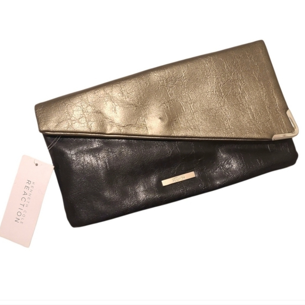 Kenneth Cole | Reaction Ace Asymmetrical Faux Leather Flap Clutch